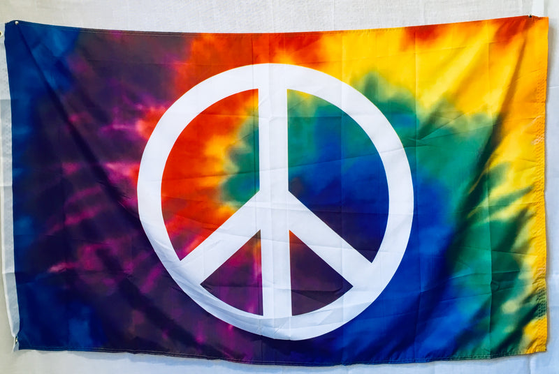 Tie Dye Peace Sign Flag 3'X5' Rough Tex® 100D