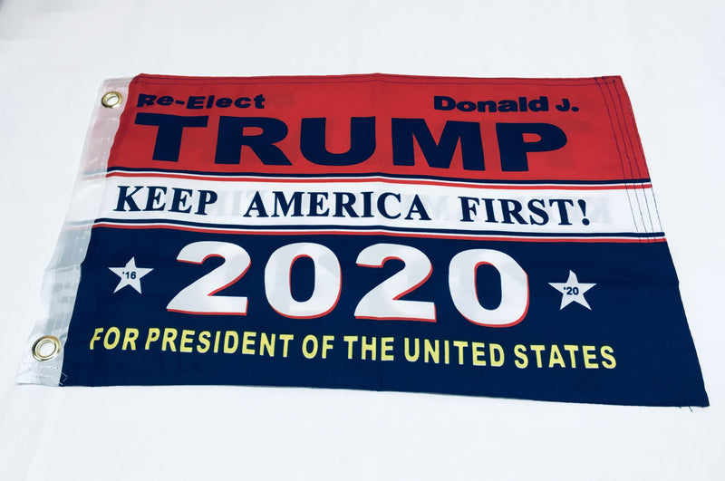 Re-Elect Donald J. Trump Keep America First KAF 2020 For President Of The United States Double Sided Flag- 12''x18'' Rough Tex®