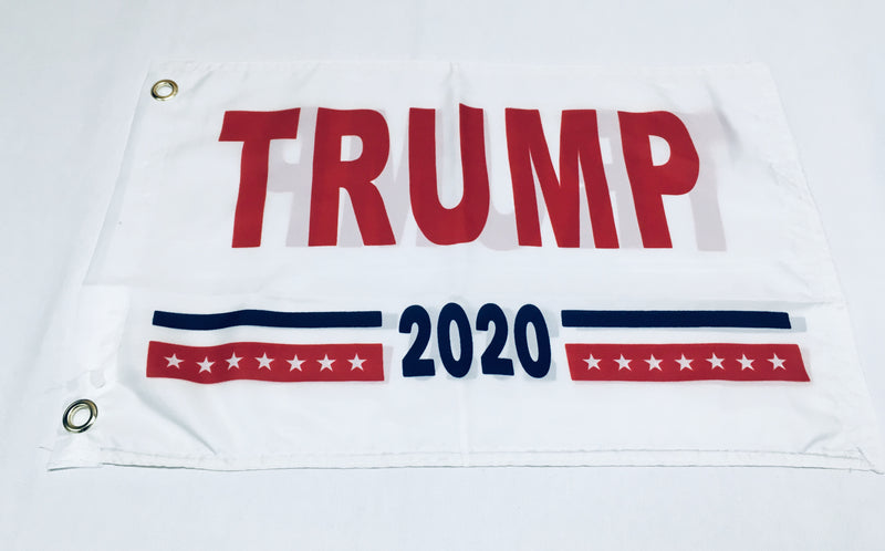 Trump 2020 White Double Sided Flag- 12''X18'' Rough Tex®