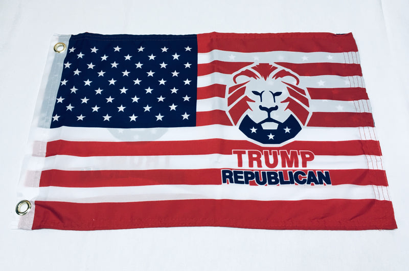 Trump America Lion Double Sided Flag- 12''X18'' Rough Tex®