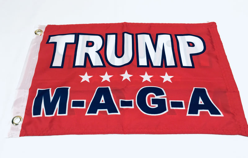 Trump M A G A Red Double Sided Flag- 12''X18'' Rough Tex®