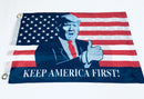 American Trump Bust Thumbs Up Double Sided Flag- 12''x18'' Rough Tex®
