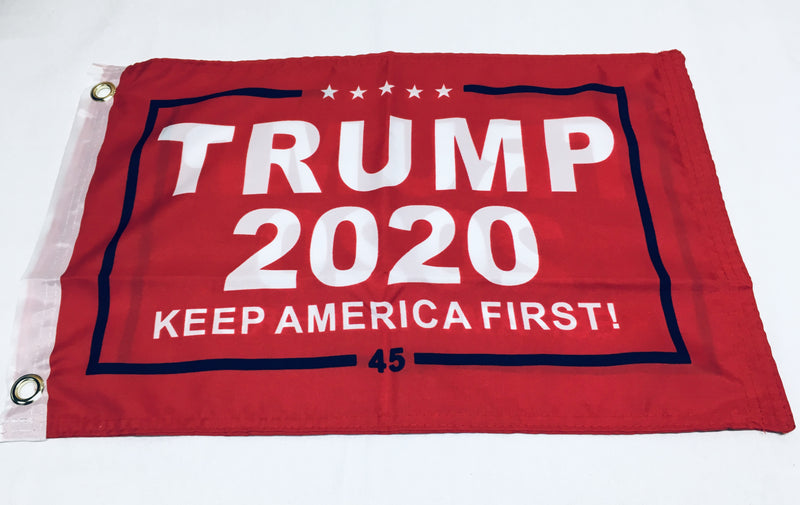 Trump 2020 Keep America First Red Double Sided Flag - 12''X18'' Rough Tex®