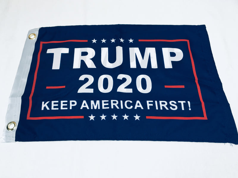 Trump 2020 Keep America First Blue Double Sided Flag- 12''X18'' Rough Tex®