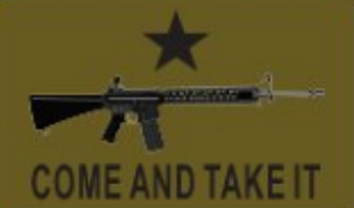 Come And Take It Military 3'X5' Flag ROUGH TEX® 100D Olive Drab M4 Double Sided 2nd Amendment