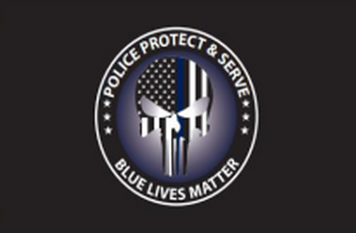 Police Punisher Thin Blue Line Protect And Serve Blue Lives Matter 2X3' Flag Rough Tex® 100D TBL DOUBLE SIDED