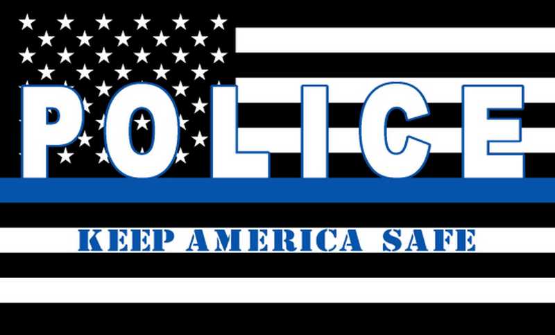 POLICE KEEP AMERICA SAFE 3'X5' Flag Rough Tex® 68D Nylon Thin Blue Line USA