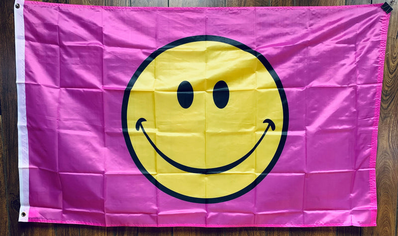 Smiley Pink 3'x5' Flag ROUGH TEX® 68D Nylon