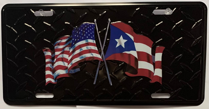 USA Puerto Rico Diamond Embossed License Plate