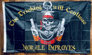 Pirate Drinking Will Continue Until Morale Improves 3'X5' Flag ROUGH TEX® 68D Rum Jolly Roger