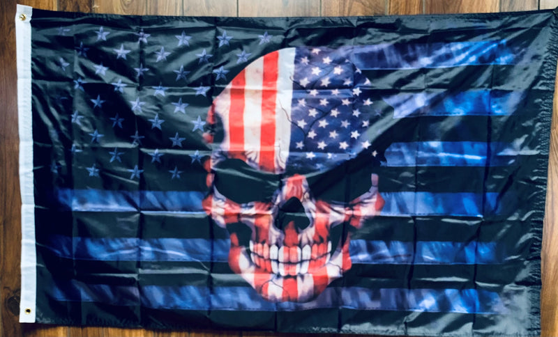 USA Skull Blackout 3'x5' Flag ROUGH TEX® 68D Nylon