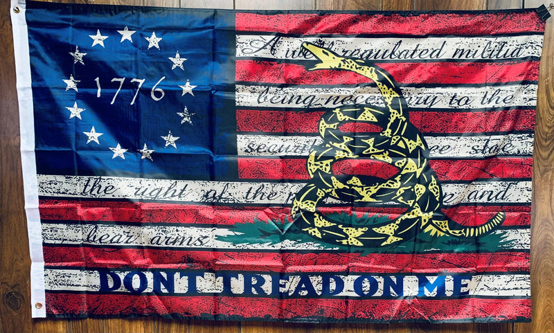 Betsy Ross 1776 Gadsden Vintage 3'x5' Flag ROUGH TEX® 68D Nylon 2nd Amendment Don't Tread on Me