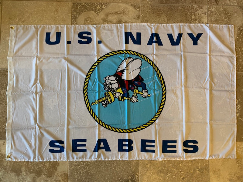 US Navy Seabees (White Seabees) Flag 100D 3x5