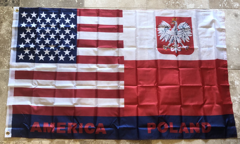 AMERICA POLAND FRIENDSHIP FLAG 150D NYLON PREMIUM UV PROTECTED WATER PROOF 3'X5' FLAGS ROUGH TEX