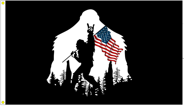 American Big Foot Black 3'X5' Flag ROUGH TEX® 100D Sasquatch USA Bigfoot