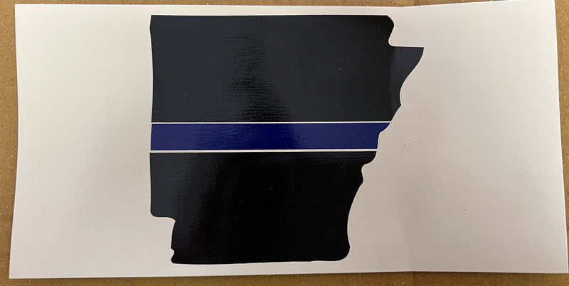 Arkansas Map Police Blue Line Bumper Sticker
