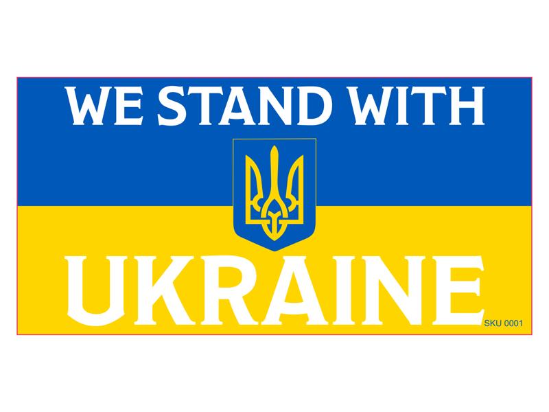 We Stand With Ukraine Trident Official Flag Bumper Sticker Made in USA