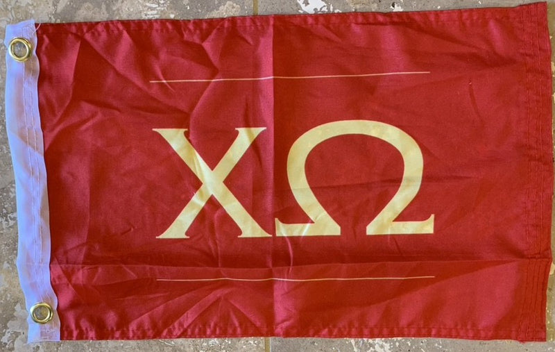 12"X18" CHI OMEGA FLAG WITH GROMMETS XO - Rough Tex ® 100D Flag