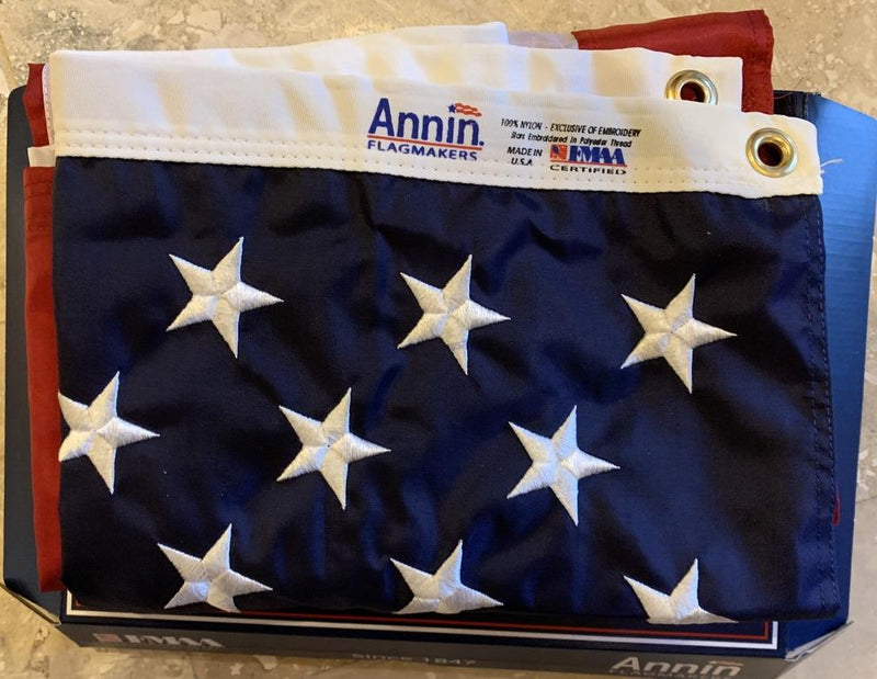 United States Flag 3'X5' 100% All Weather Nylon Annin Flagmakers® Made in USA American flags