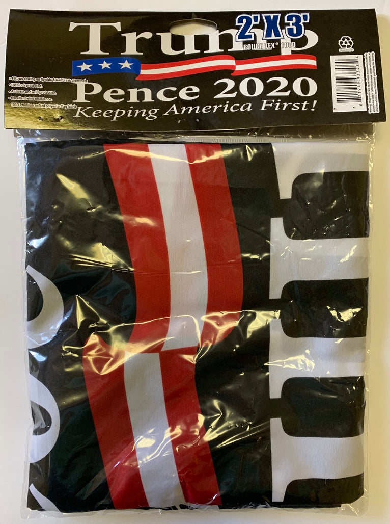 Trump Pence 2020 Keeping America First KAF Black 2'X3' Flag Rough Tex® 100D