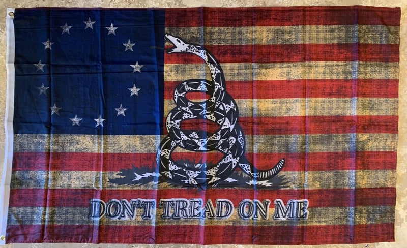 Betsy Ross Don't Tread On Me Vintage Flag 3'X5' Rough Tex® 68D Nylon