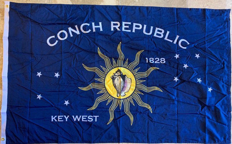 Key West Conch Republic 1828 Blue 3'X5' Double Sided Flag Rough Tex® 100D