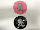 SET OF 2 PIRATE BELT BUCKLES PINK & BLACK SKULL N BONES PIRATE QUEEN