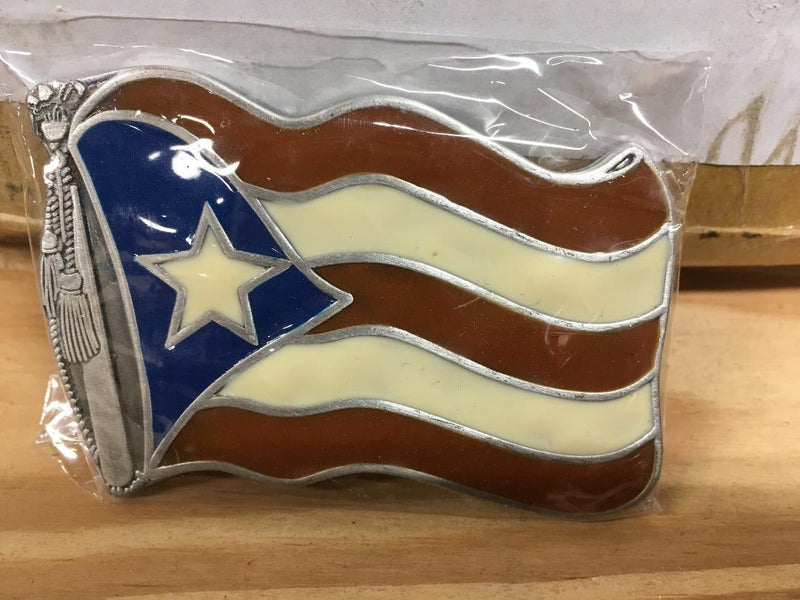 PUERTO RICO BELT BUCKLE WAVING FLAG