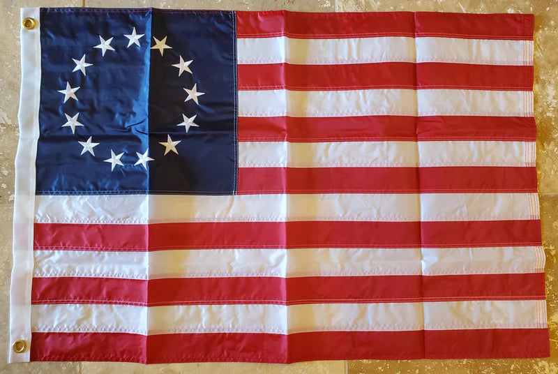 Betsy Ross Flag Embroidered Stars & Sewn Stripes 100% Rough Tex ® 210D Nylon 2 Feet By 3 Feet