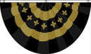MARDI GRAS FAN BLACK & GOLD 3'X5' BUNTING 100D Fluer de Lis