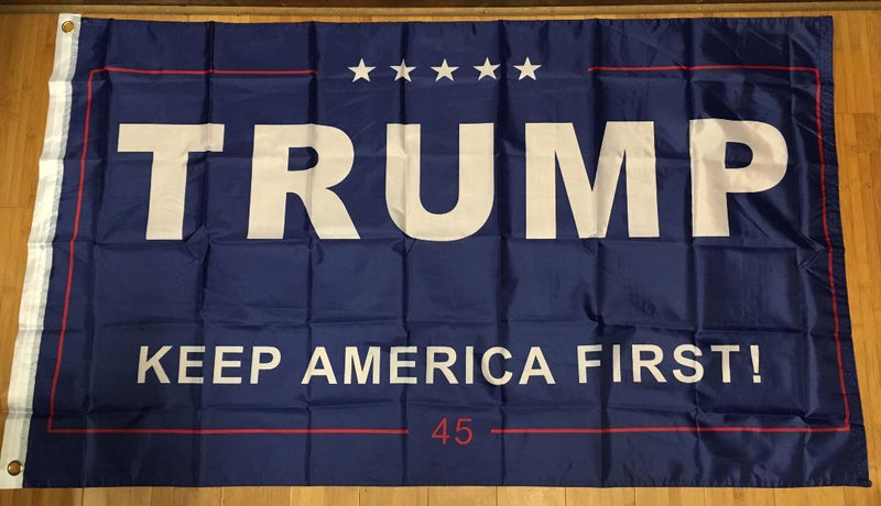 12 TRUMP KEEP AMERICA FIRST BLUE 45 FLAG 3'X5' FLAGS BY THE DOZEN WHOLESALE PER DESIGN!