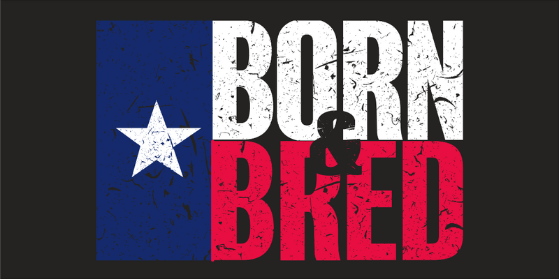 Born & Bred Texas State Flag American Made Bumper Stickers Wholesale Pack of 50 (3.75"x7.5")