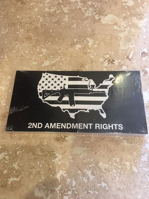 2ND AMENDMENT RIGHTS USA FLAG MAP M4 ASSAULT RIFLE NRA OFFICIAL BUMPER STICKER PACK OF 50 BUMPER STICKERS MADE IN USA WHOLESALE BY THE PACK OF 50!