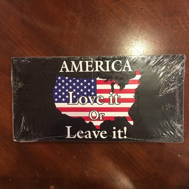 AMERICA LOVE IT OR LEAVE IT MAP USA FLAG OFFICIAL BUMPER STICKER PACK OF 50 BUMPER STICKERS MADE IN USA WHOLESALE BY THE PACK OF 50!