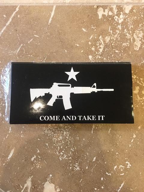 COME & TAKE IT M4  ASSAULT RIFLE NRA OFFICIAL BUMPER STICKER PACK OF 50 BUMPER STICKERS MADE IN USA WHOLESALE BY THE PACK OF 50!