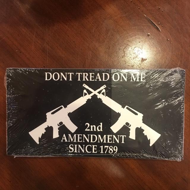 DON'T TREAD ON ME 2ND AMENDMENT 1789 CROSSED RIFLESSEAL OFFICIAL BUMPER STICKER PACK OF 50 BUMPER STICKERS MADE IN USA WHOLESALE BY THE PACK OF 50!