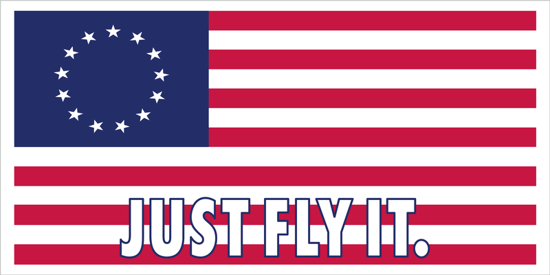 JUST FLY IT BETSY ROSS 1776 AMERICAN FLAG OFFICIAL BUMPER STICKER PACK OF 50 WHOLESALE FULL COLOR