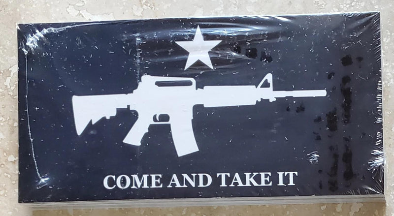 COME AND TAKE IT ASSAULT RIFLE M4 OFFICIAL BUMPER STICKER PACK OF 50 WHOLESALE FULL COLOR