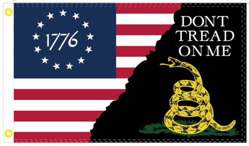 Betsy Ross 1776 Black Gadsden 3'X5' Flag Rough Tex® 100D