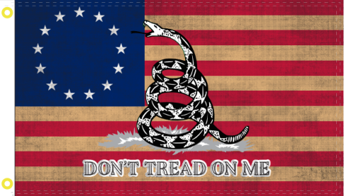 Betsy Ross (Don't Tread On Me) Vintage 3'X5' Flag ROUGH TEX® 100D