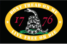 Gadsden Black 1776 12"x18" Double Sided Flag With Grommets ROUGH TEX® 100D Live Free or Die DTOM