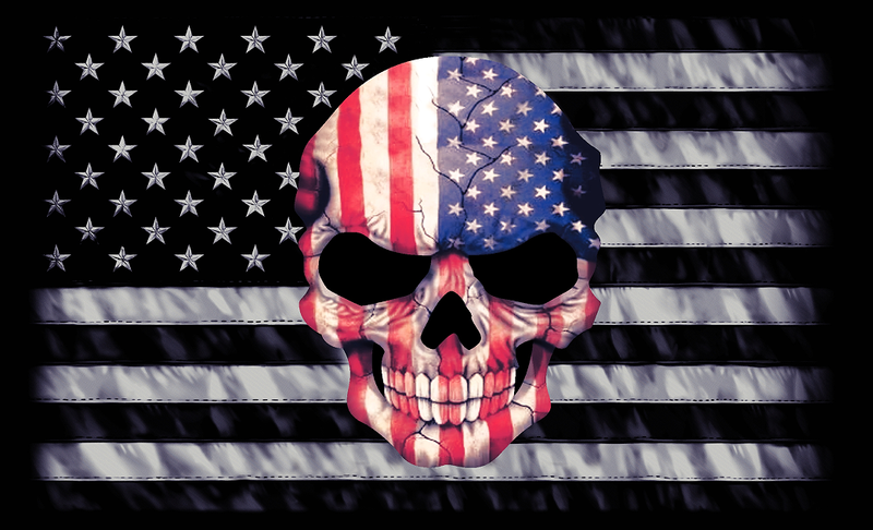 USA Skull Blackout 3'x5' Flag ROUGH TEX® 68D Nylon