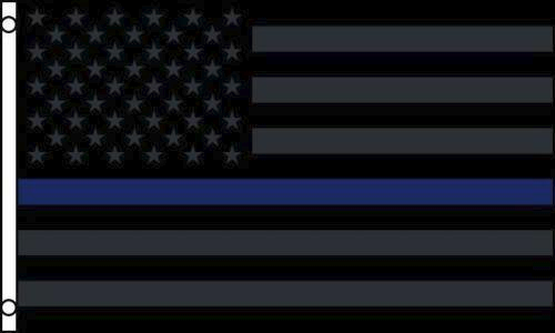 USA Blackout Thin Blue Line 3'x5' Flag ROUGH TEX® 68D Nylon American Police
