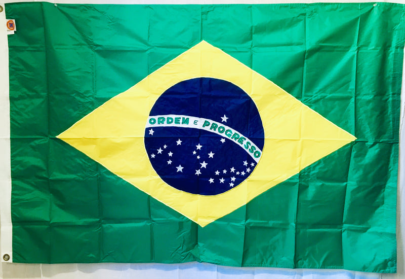 Brazil 3'X5'  Embroidered Flag ROUGH TEX® 300D Nylon
