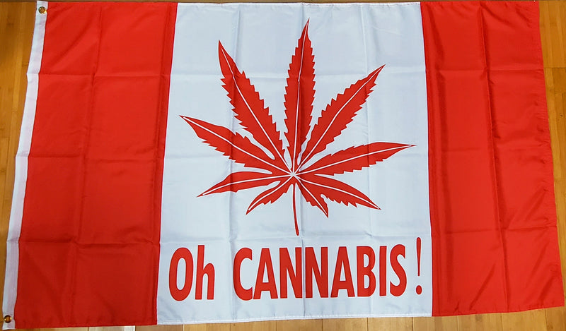 Oh Cannabis Canadian Red Leaf 3'x5' 100D Flag Rough Tex ® Canada