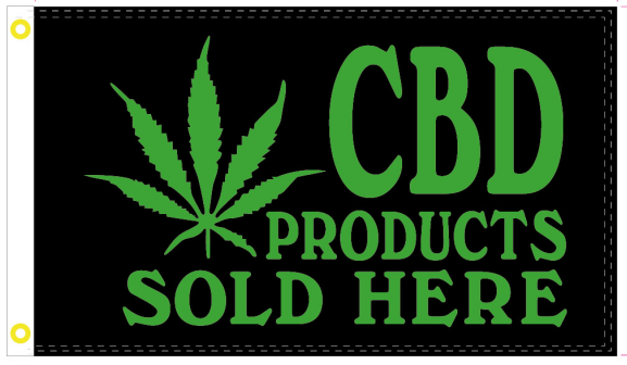 CBD Products Sold Here Cannabis 3'X5' Flag Rough Tex® 100D