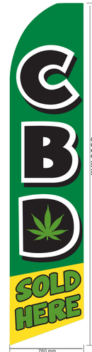 CBD Sold Here Cannabis 11.5'x2.5' Swooper Flag Rough Tex® Knit Feather