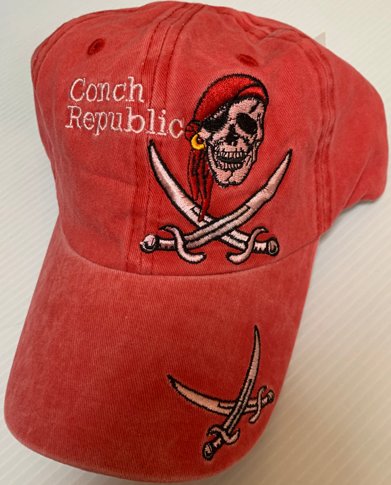Conch Republic Pirate Crossed Swords Brim Red Pigment- Cap