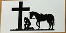 COWGIRL AT THE CROSS HORSEBACK OFFICIAL BUMPER STICKER PACK OF 50 BUMPER STICKERS MADE IN USA WHOLESALE BY THE PACK OF 50!
