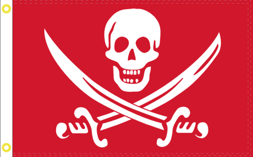 Calico Jack Red Pirate 3'X5' Flag Rough Tex® 100D